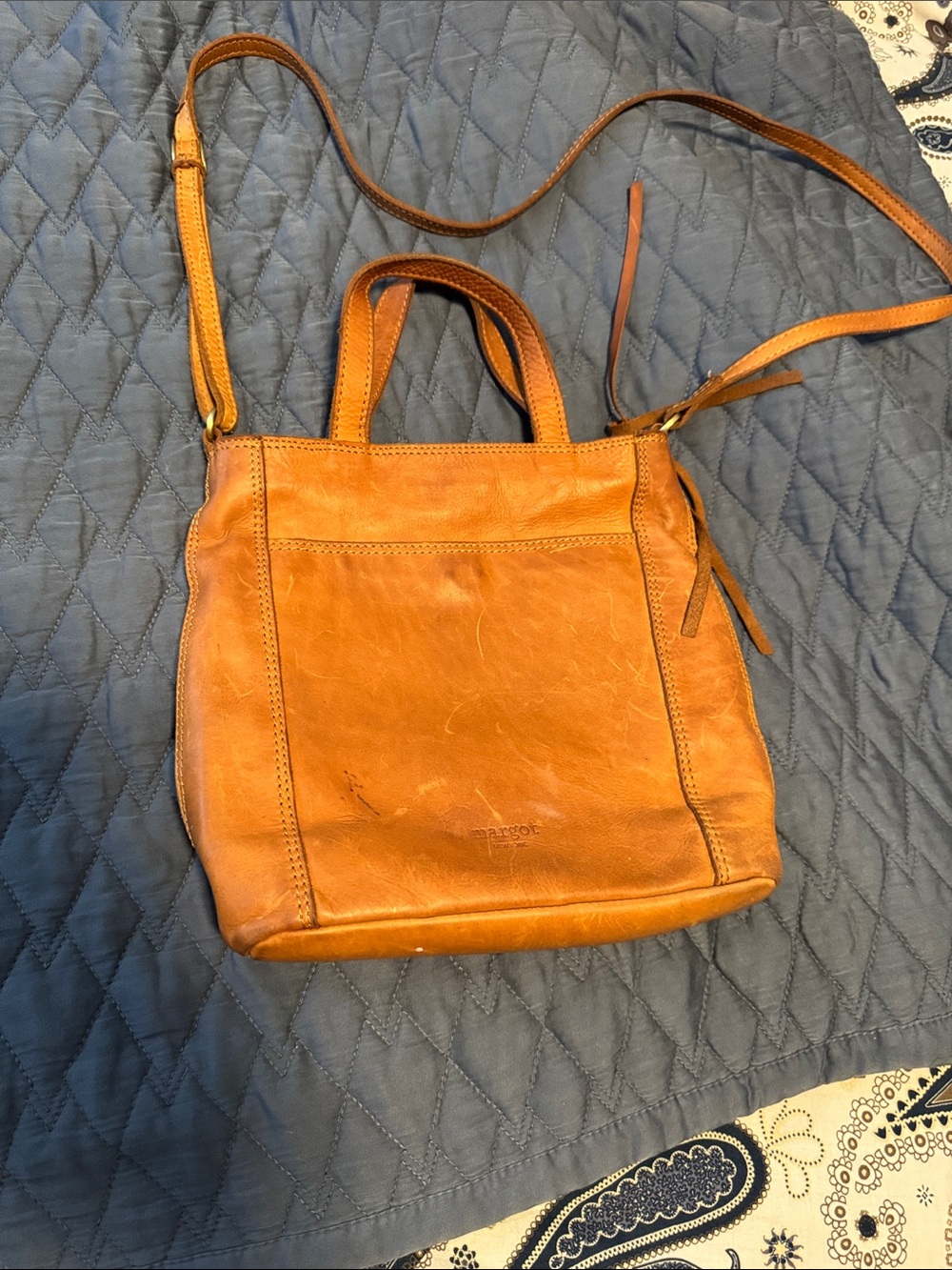 Tan Leather Crossbody Bag with Top Handles